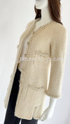 CHANEL 11A Ivory Gold Chain Trim Wool Tweed Jacket Coat 36 38 40 42 シャネル アイボリー ゴールド チェーン トリム ウール ツイード ジャケット コート 即発