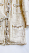 CHANEL 11A Ivory Gold Chain Trim Wool Tweed Jacket Coat 36 38 40 42 シャネル アイボリー ゴールド チェーン トリム ウール ツイード ジャケット コート 即発