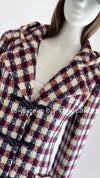 CHANEL 06A Red Blue Ivory Wool Plaid Duffle Coat 40 シャネル レッド ブルー アイボリー ウール チェック フード付 ダッフル コート 即発