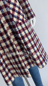 CHANEL 06A Red Blue Ivory Wool Plaid Duffle Coat 40 シャネル レッド ブルー アイボリー ウール チェック フード付 ダッフル コート 即発