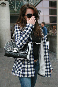 CHANEL 06A Red Blue Ivory Wool Plaid Duffle Coat 40 シャネル レッド ブルー アイボリー ウール チェック フード付 ダッフル コート 即発