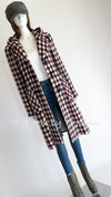 CHANEL 06A Red Blue Ivory Wool Plaid Duffle Coat 40 シャネル レッド ブルー アイボリー ウール チェック フード付 ダッフル コート 即発