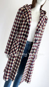 CHANEL 06A Red Blue Ivory Wool Plaid Duffle Coat 40 シャネル レッド ブルー アイボリー ウール チェック フード付 ダッフル コート 即発