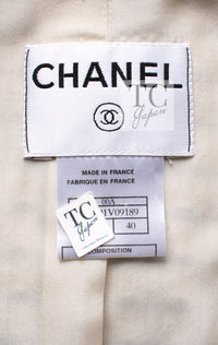 CHANEL 00A Ivory Beige Black Check Wool Alpaca Mohair Tweed Coat 38 10