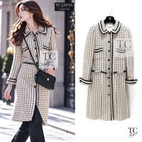 CHANEL 00A Ivory Beige Black Check Wool Alpaca Mohair Tweed Coat 38 1