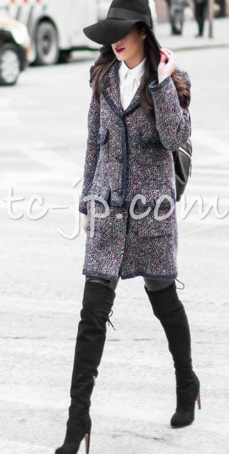 CHANEL 12A Navy Multicolor Tweed Jacket Coat 40 42 シャネル ネイビー マルチカラー ツイード ジャケット コート 即発