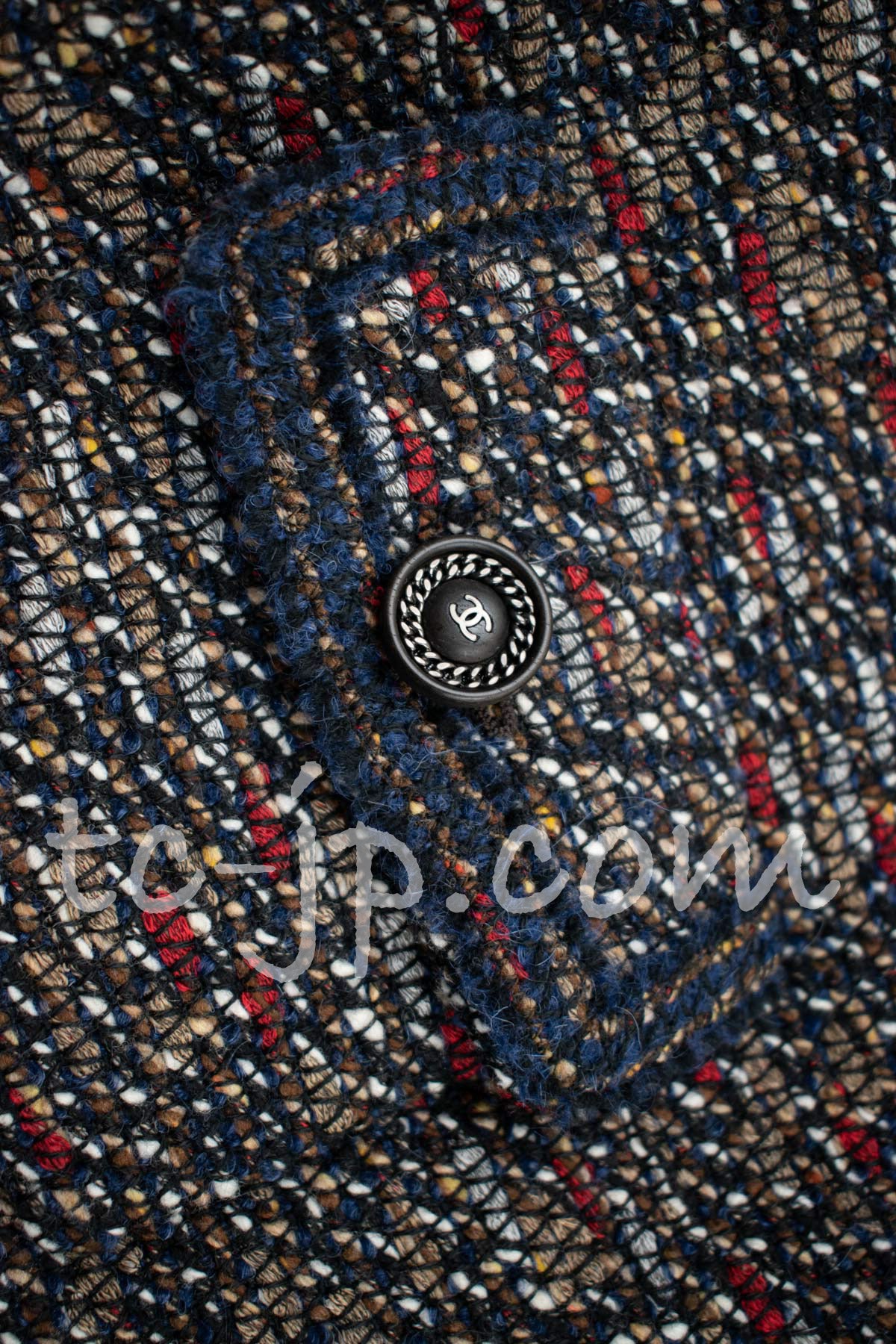 CHANEL 12A Navy Multicolor Tweed Jacket Coat 40 42 シャネル ネイビー マルチカラー ツイード ジャケット コート 即発