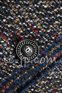 CHANEL 12A Navy Multicolor Tweed Jacket Coat 40 42 シャネル ネイビー マルチカラー ツイード ジャケット コート 即発