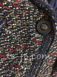 CHANEL 12A Navy Multicolor Tweed Jacket Coat 40 42 シャネル ネイビー マルチカラー ツイード ジャケット コート 即発