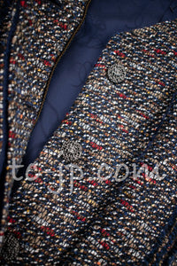 CHANEL 12A Navy Multicolor Tweed Jacket Coat 40 42 シャネル ネイビー マルチカラー ツイード ジャケット コート 即発