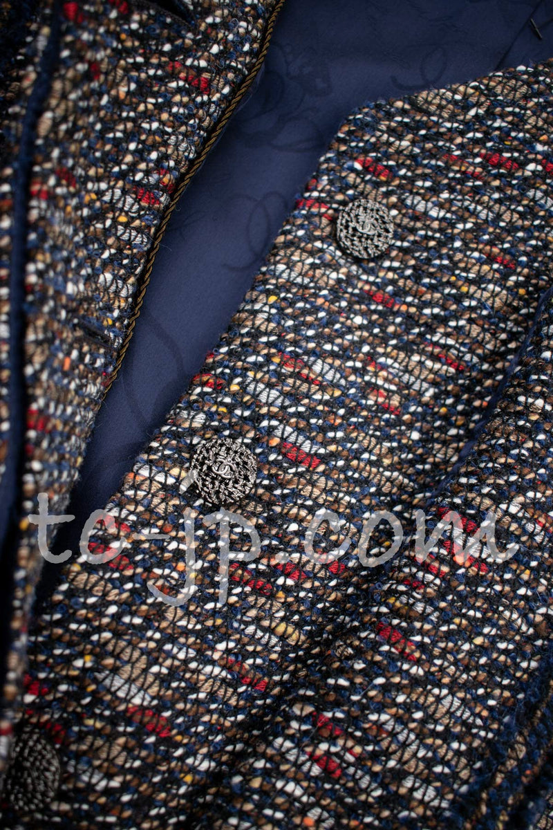 CHANEL 12A Navy Multicolor Tweed Jacket Coat 40 42 シャネル ネイビー マルチカラー ツイード ジャケット コート 即発