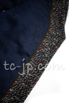 CHANEL 12A Navy Multicolor Tweed Jacket Coat 40 42 シャネル ネイビー マルチカラー ツイード ジャケット コート 即発