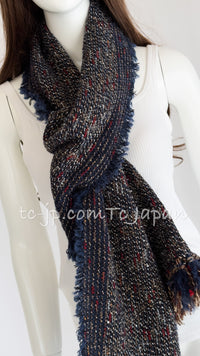 CHANEL 12A Navy Multicolor Tweed Jacket Coat 40 42 シャネル ネイビー マルチカラー ツイード ジャケット コート 即発