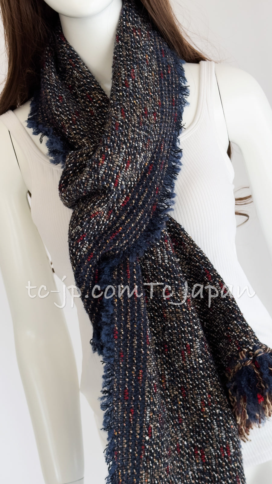 CHANEL 12A Navy Multicolor Tweed Jacket Coat 40 42 シャネル ネイビー マルチカラー ツイード ジャケット コート 即発