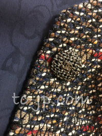 CHANEL 12A Navy Multicolor Tweed Jacket Coat 40 42 シャネル ネイビー マルチカラー ツイード ジャケット コート 即発