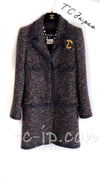 CHANEL 12A Navy Multicolor Tweed Jacket Coat 40 42 シャネル ネイビー マルチカラー ツイード ジャケット コート 即発