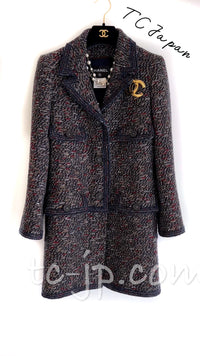 CHANEL 12A Navy Multicolor Tweed Jacket Coat 40 42 シャネル ネイビー マルチカラー ツイード ジャケット コート 即発