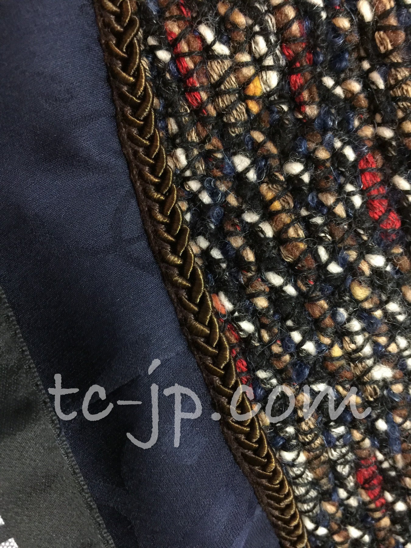 CHANEL 12A Navy Multicolor Tweed Jacket Coat 40 42 シャネル ネイビー マルチカラー ツイード ジャケット コート 即発