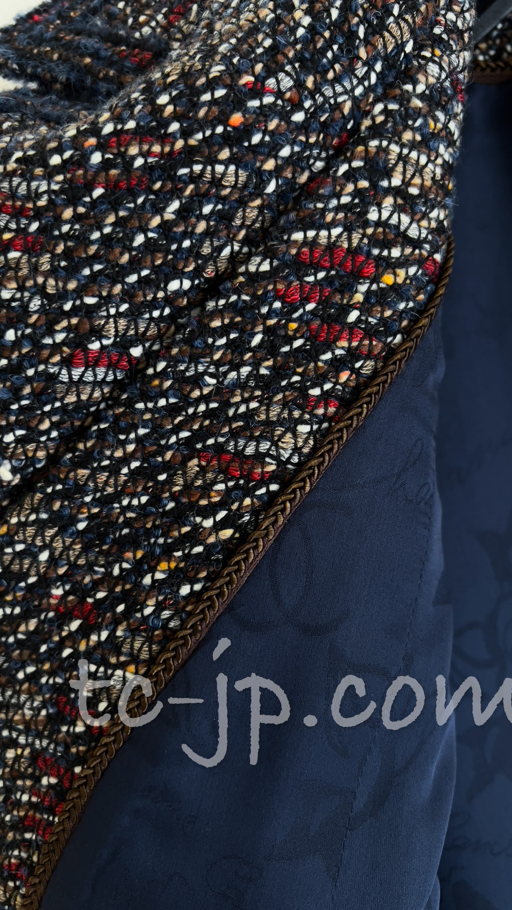 CHANEL 12A Navy Multicolor Tweed Jacket Coat 40 42 シャネル ネイビー マルチカラー ツイード ジャケット コート 即発