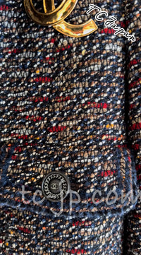 CHANEL 12A Navy Multicolor Tweed Jacket Coat 40 42 シャネル ネイビー マルチカラー ツイード ジャケット コート 即発