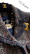 CHANEL 12A Navy Multicolor Tweed Jacket Coat 40 42 シャネル ネイビー マルチカラー ツイード ジャケット コート 即発