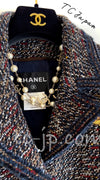 CHANEL 12A Navy Multicolor Tweed Jacket Coat 40 42 シャネル ネイビー マルチカラー ツイード ジャケット コート 即発