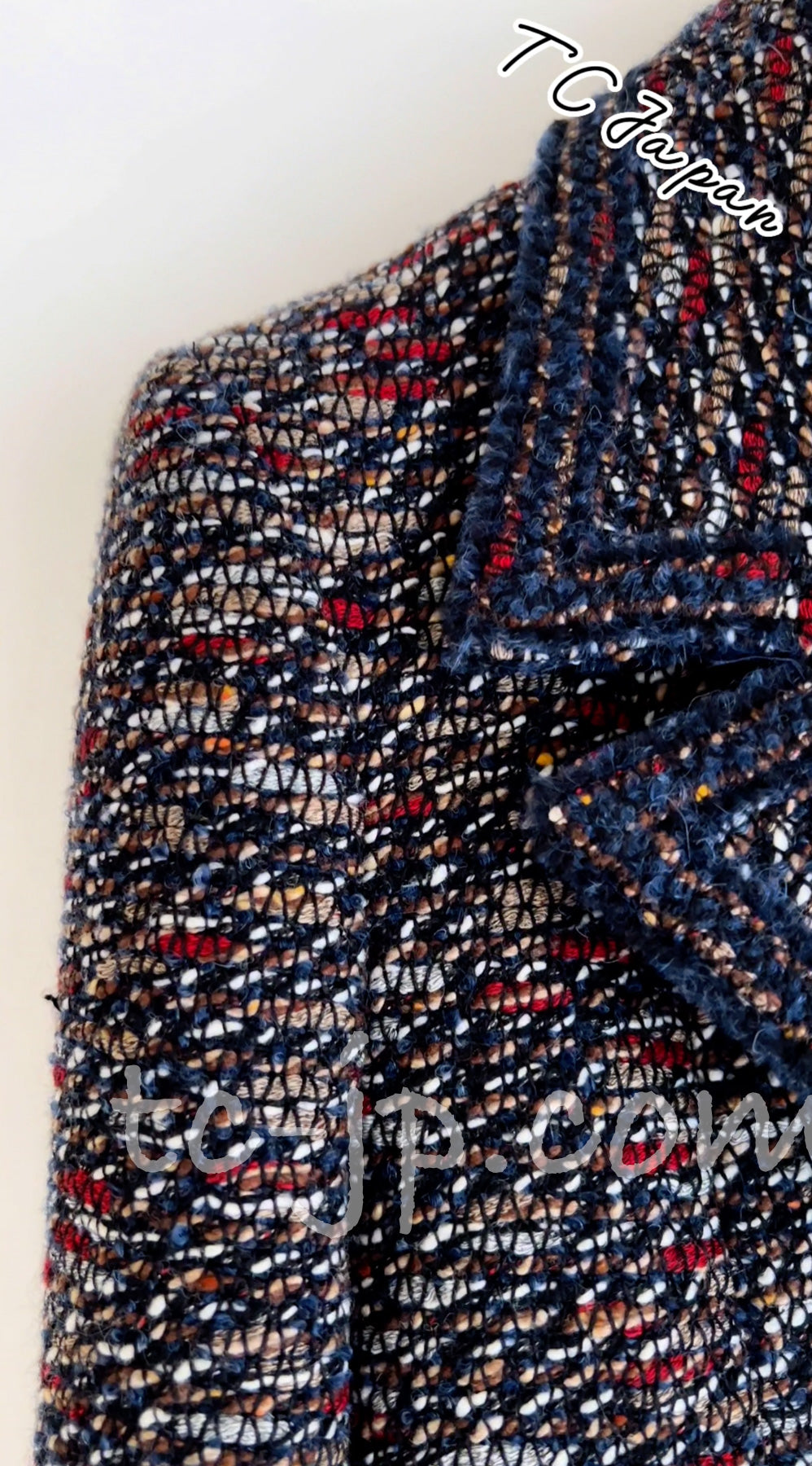 CHANEL 12A Navy Multicolor Tweed Jacket Coat 40 42 シャネル ネイビー マルチカラー ツイード ジャケット コート 即発