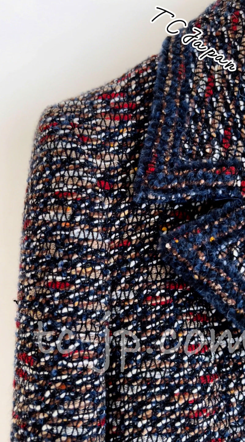 CHANEL 12A Navy Multicolor Tweed Jacket Coat 40 42 シャネル ネイビー マルチカラー ツイード ジャケット コート 即発