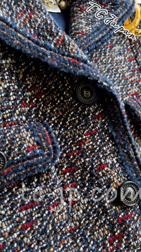 CHANEL 12A Navy Multicolor Tweed Jacket Coat 40 42 シャネル ネイビー マルチカラー ツイード ジャケット コート 即発