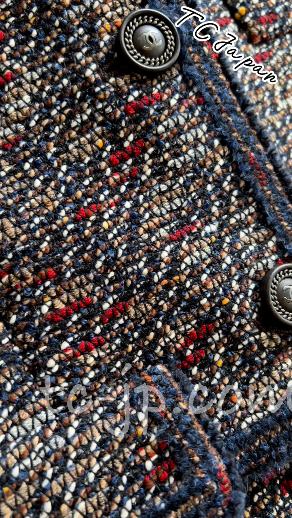 CHANEL 12A Navy Multicolor Tweed Jacket Coat 40 42 シャネル ネイビー マルチカラー ツイード ジャケット コート 即発