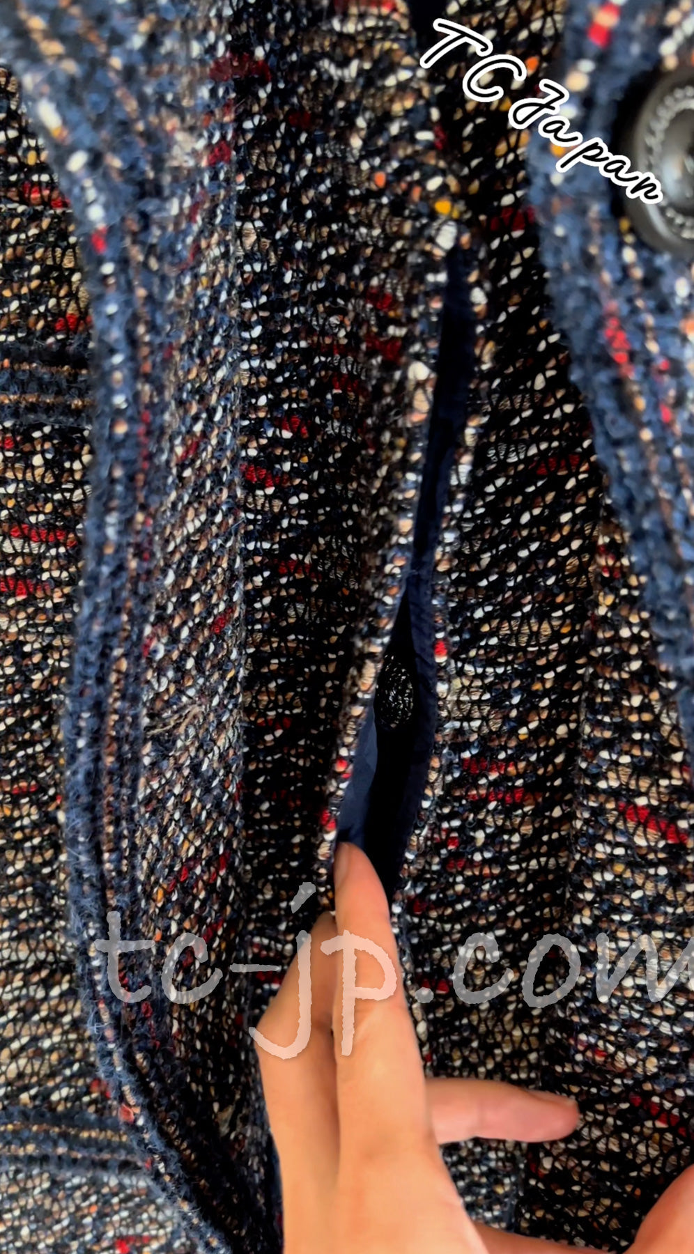 CHANEL 12A Navy Multicolor Tweed Jacket Coat 40 42 シャネル ネイビー マルチカラー ツイード ジャケット コート 即発