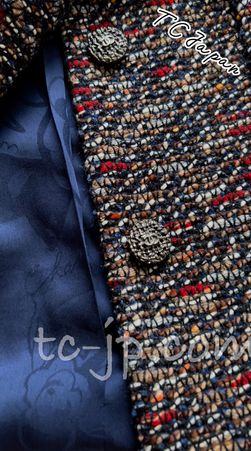 CHANEL 12A Navy Multicolor Tweed Jacket Coat 40 42 シャネル ネイビー マルチカラー ツイード ジャケット コート 即発