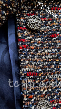 CHANEL 12A Navy Multicolor Tweed Jacket Coat 40 42 シャネル ネイビー マルチカラー ツイード ジャケット コート 即発