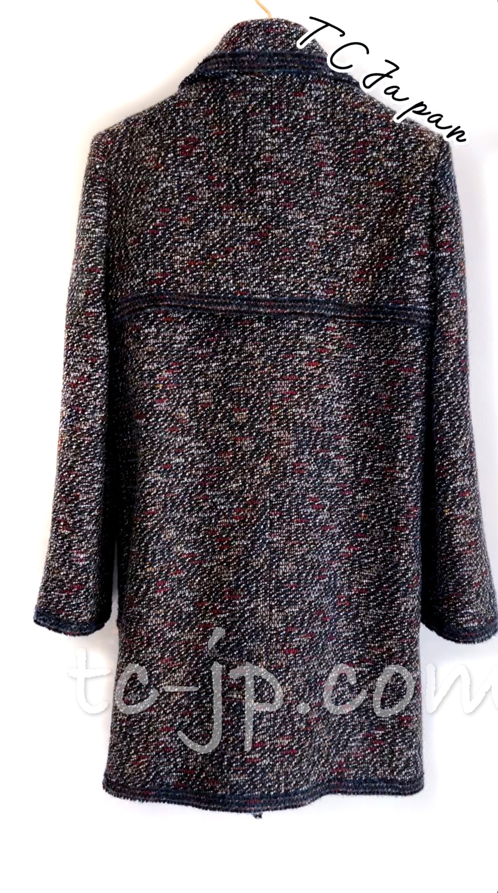 CHANEL 12A Navy Multicolor Tweed Jacket Coat 40 42 シャネル ネイビー マルチカラー ツイード ジャケット コート 即発