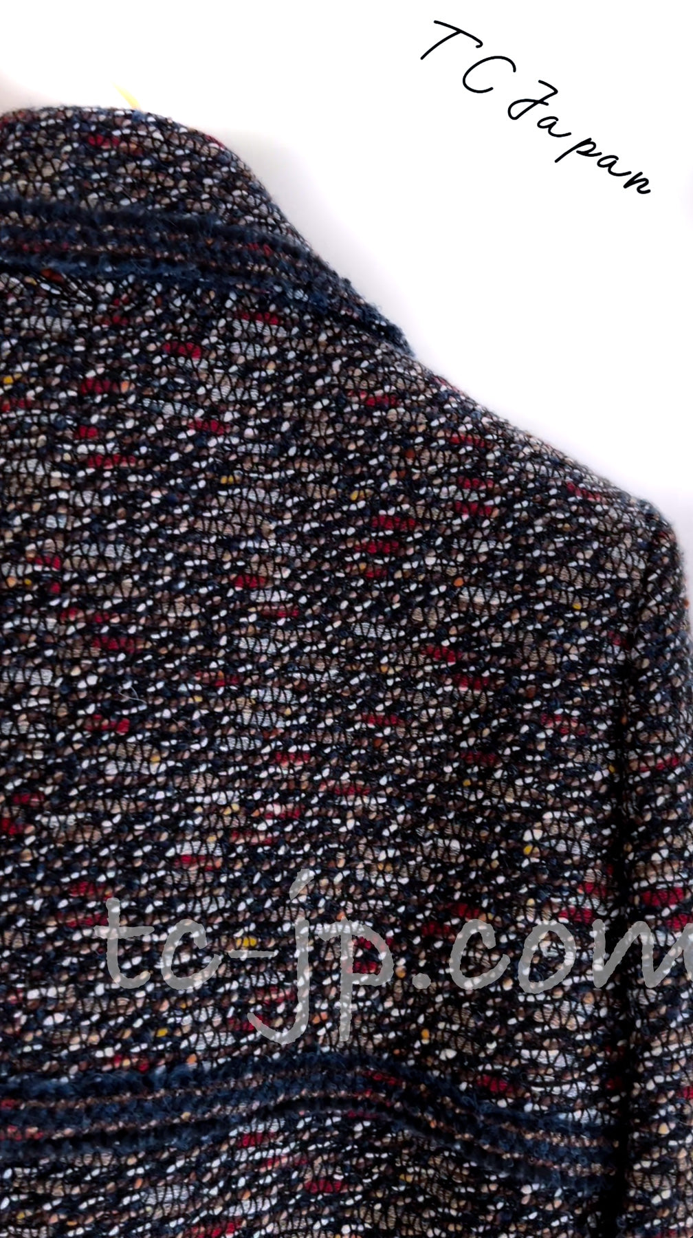 CHANEL 12A Navy Multicolor Tweed Jacket Coat 40 42 シャネル ネイビー マルチカラー ツイード ジャケット コート 即発