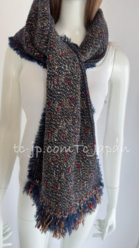 CHANEL 12A Navy Multicolor Tweed Jacket Coat 40 42 シャネル ネイビー マルチカラー ツイード ジャケット コート 即発