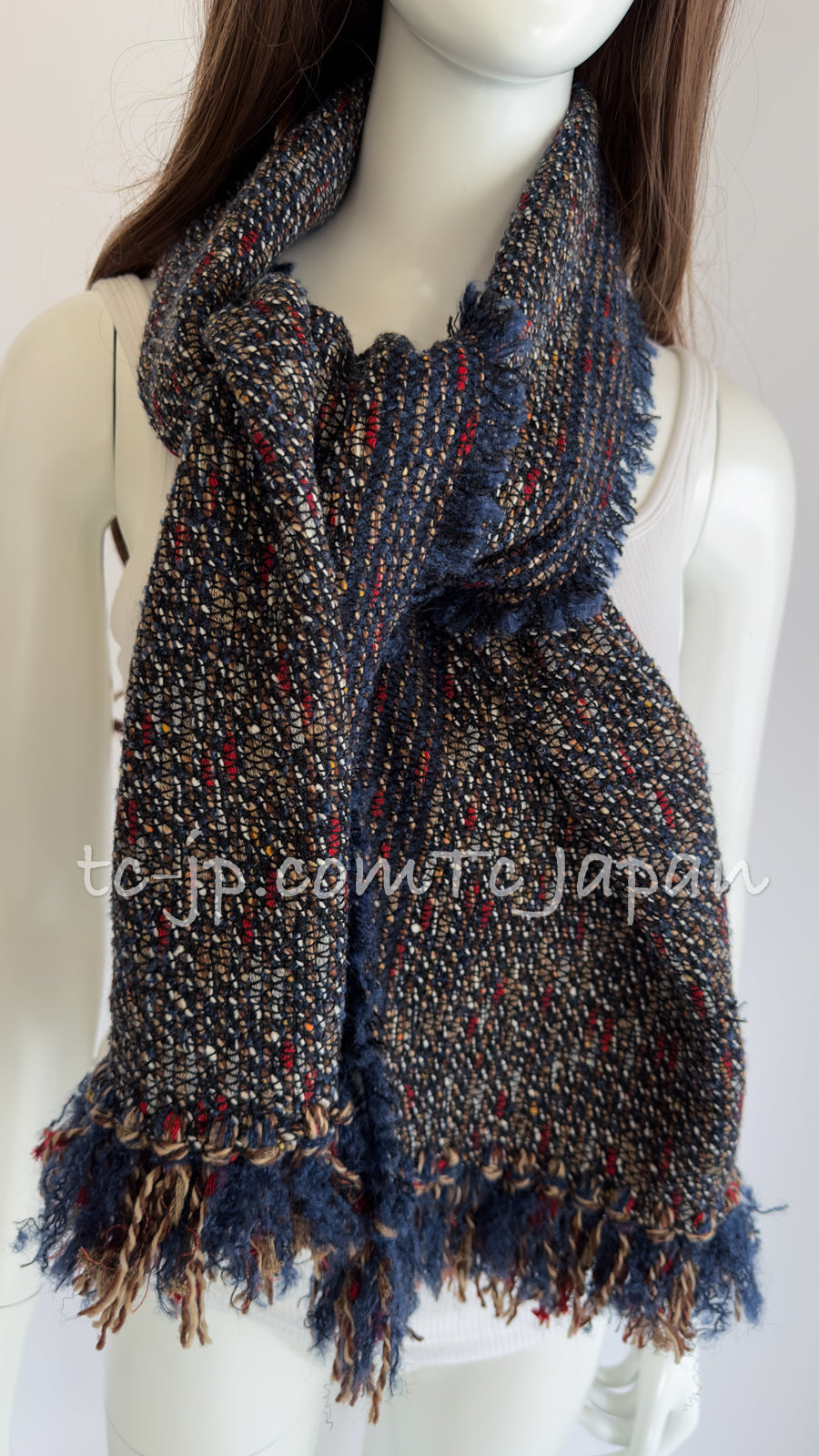 CHANEL 12A Navy Multicolor Tweed Jacket Coat 40 42 シャネル ネイビー マルチカラー ツイード ジャケット コート 即発