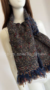 CHANEL 12A Navy Multicolor Tweed Jacket Coat 40 42 シャネル ネイビー マルチカラー ツイード ジャケット コート 即発