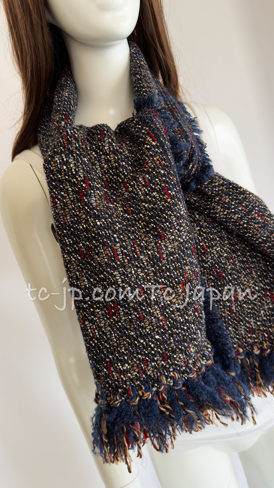 CHANEL 12A Navy Multicolor Tweed Jacket Coat 40 42 シャネル ネイビー マルチカラー ツイード ジャケット コート 即発