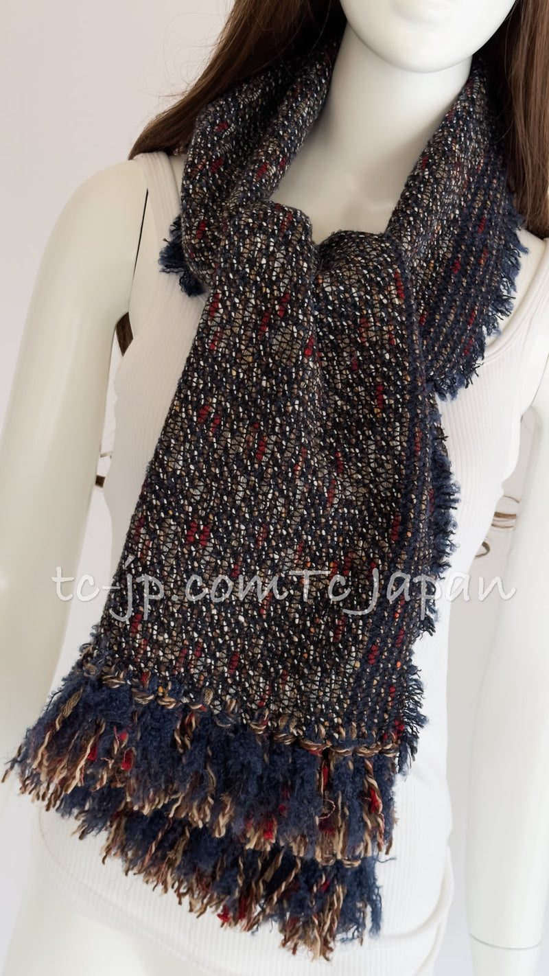 CHANEL 12A Navy Multicolor Tweed Jacket Coat 40 42 シャネル ネイビー マルチカラー ツイード ジャケット コート 即発