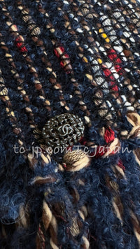 CHANEL 12A Navy Multicolor Tweed Jacket Coat 40 42 シャネル ネイビー マルチカラー ツイード ジャケット コート 即発