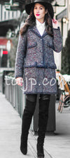 CHANEL 12A Navy Multicolor Tweed Jacket Coat 40 42 シャネル ネイビー マルチカラー ツイード ジャケット コート 即発