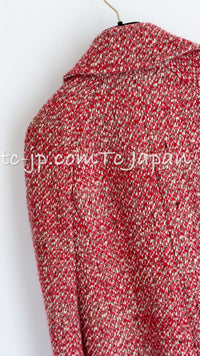 CHANEL 01A Red Wool Silk CC Buttons Tweed Coat 40 42 シャネル レッド ウール シルク CCボタン ツイード コート 即発