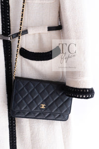 シャネル ワンピース コート CHANEL 00A アイボリー ブラック トリム ツイード ベルト付 34