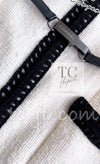 CHANEL 00A Ivory Black Trim Tweed Dress Coat with Belt 44 シャネル アイボリー ブラック トリム ワンピース コート ベルト付 即発 - TC JAPAN