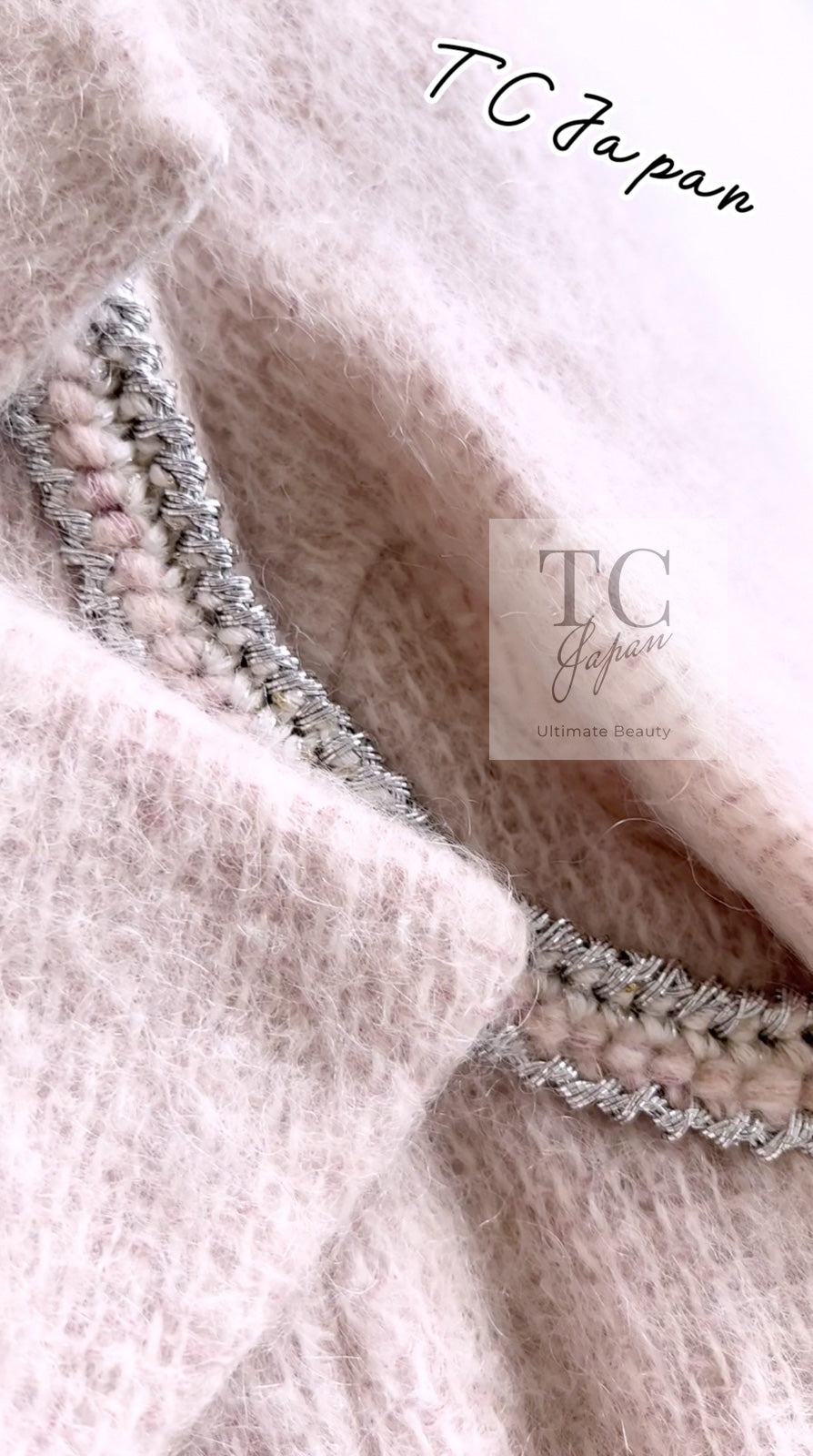 シャネル ジャケット コート CHANEL 淡い ベビーピンク モヘア ウール