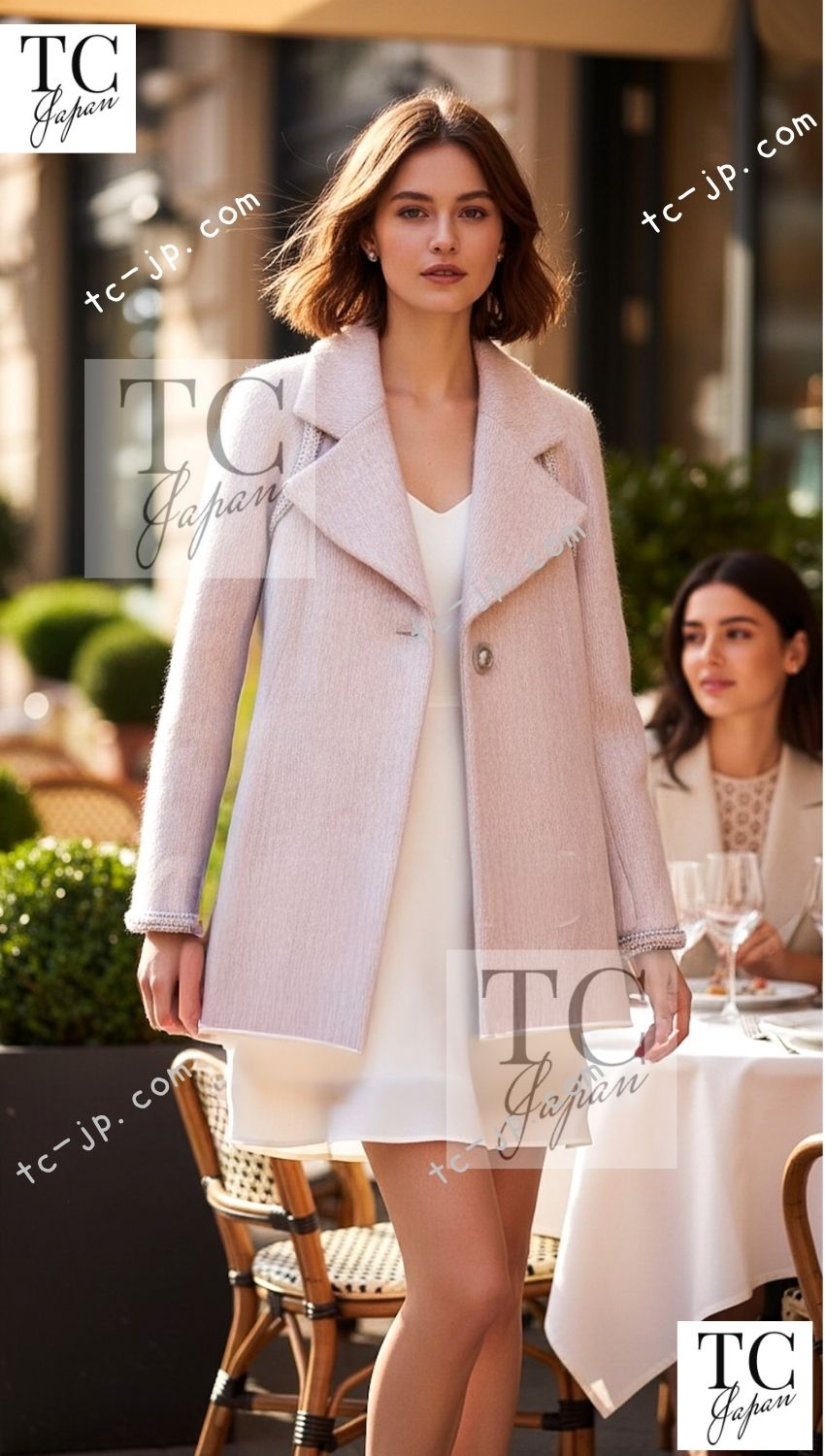 CHANEL 17A Pale Baby Pink Mohair Wool Jacket Coat 34 36 38 シャネル 軽くてふわふわ 淡い ベビーピンク モヘア ウール ジャケット コート 即発 - TC JAPAN