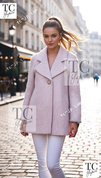 CHANEL 17A Pale Baby Pink Mohair Wool Jacket Coat 34 36 38 シャネル 軽くてふわふわ 淡い ベビーピンク モヘア ウール ジャケット コート 即発