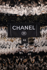 CHANEL 19A Black Brown Wool Alpaca Knit Long Cardigan Coat 42 44 46 シャネル ブラック ブラック ウール アルパカ ニット ロング カーディガン コート 即発