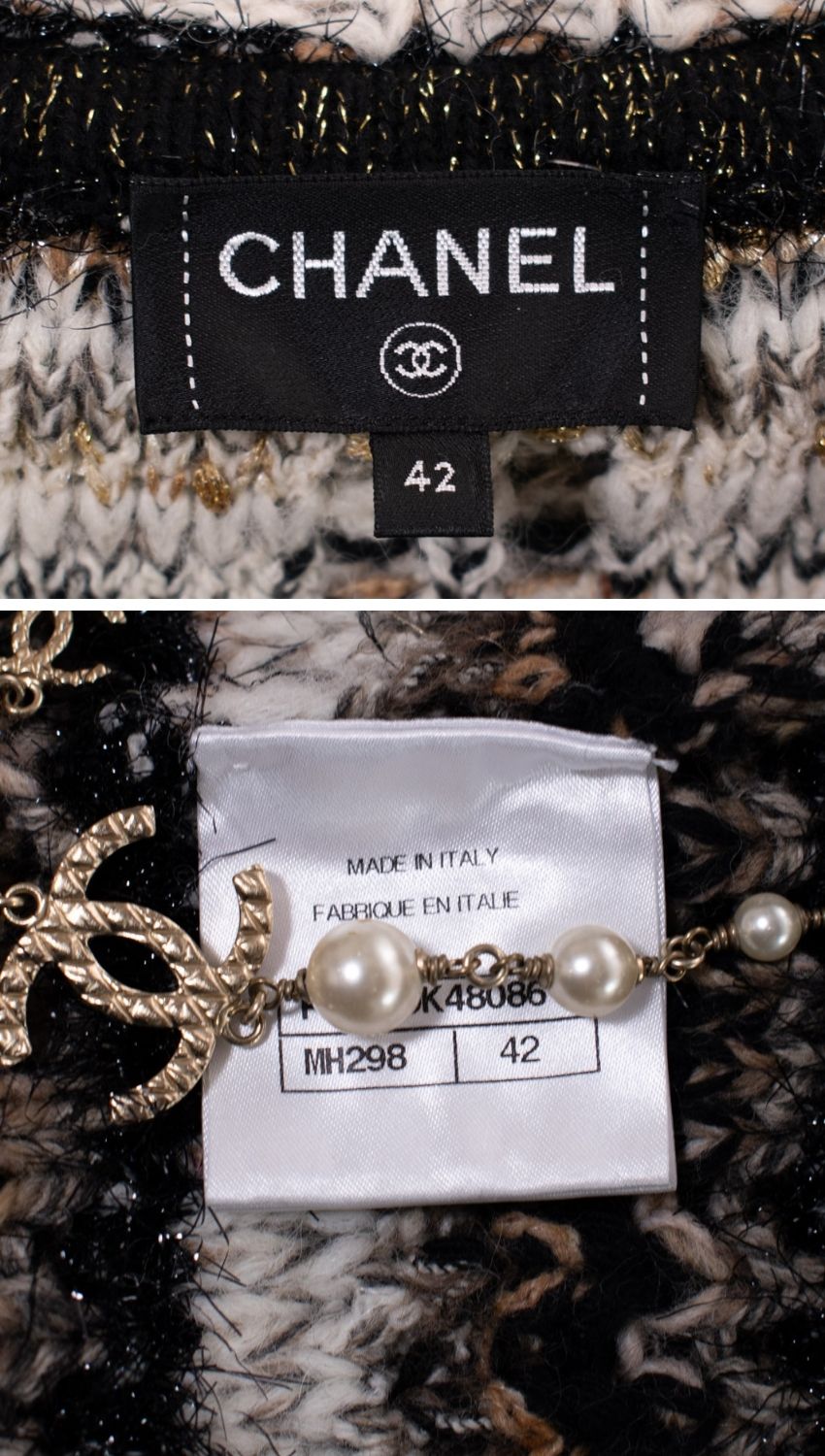 CHANEL 19A Black Brown Wool Alpaca Knit Long Cardigan Coat 42 44 46 シャネル ブラック ブラック ウール アルパカ ニット ロング カーディガン コート 即発